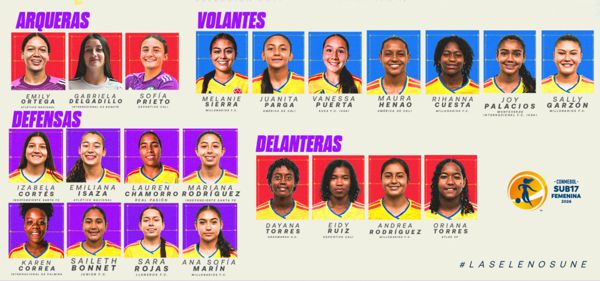 SELECCIÓN COLOMBIA FEMENINA QUE COMPETIRÁ EN LA CONMEBOL SUB-17, ASUNCIÓN PARAGUAY