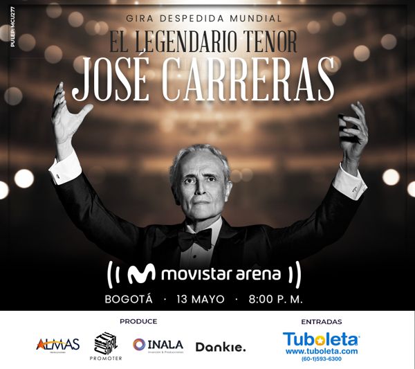 JOSÉ CARRERAS ANUNCIA SU CONCIERTO DE DESPEDIDA EN BOGOTÁ