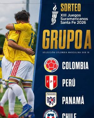 GRUPO Y PROGRAMACIÓN PARTIDOS DE LA SELECCIÓN COLOMBIA MASCULINA SUB-19 EN LOS JUEGOS SURAMERICANOS SANTA FE 2026