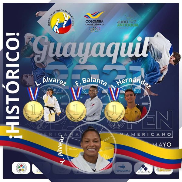 TRES OROS PARA COLOMBIA EN EL ABIERTO PANAMERICANO DE JUDO