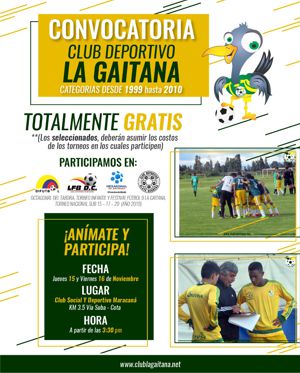 CONVOCATORIA ABIERTA EN LA GAITANA PARA CATEGORIAS 1999 A 2010