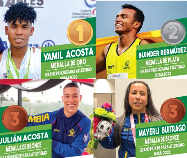 COLOMBIA CONSIGUIÓ 4 MEDALLAS EN LA TERCERA JORNADA DEL GRAND PRIX DE PARAATLETISMO