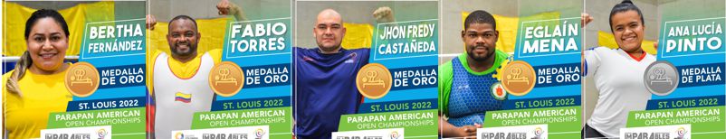 COLOMBIA GANÓ CINCO MEDALLAS, CUATRO DE ORO Y UNA DE PLATA EN EL PARAPAN AMERICAN OPEN CHAMPIONSHIPS