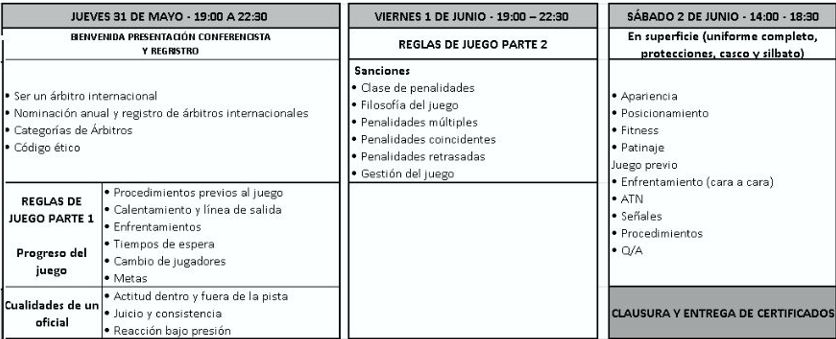 programación seminario patinaje