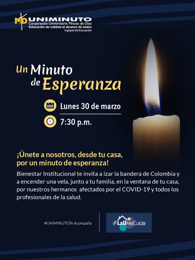 EN LA NOCHE DEL LUNES 30 DE MARZO ÚNETE A UN MINUTO DE ESPERANZA